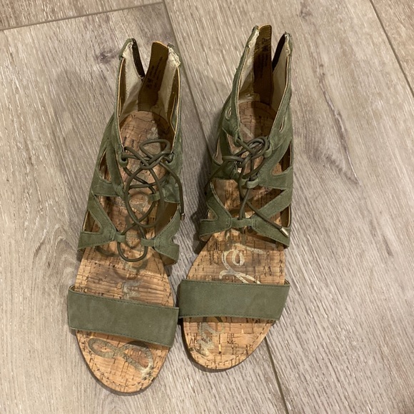 Sam Edelman Green Sandals 7.5 Suede - Picture 2 of 3